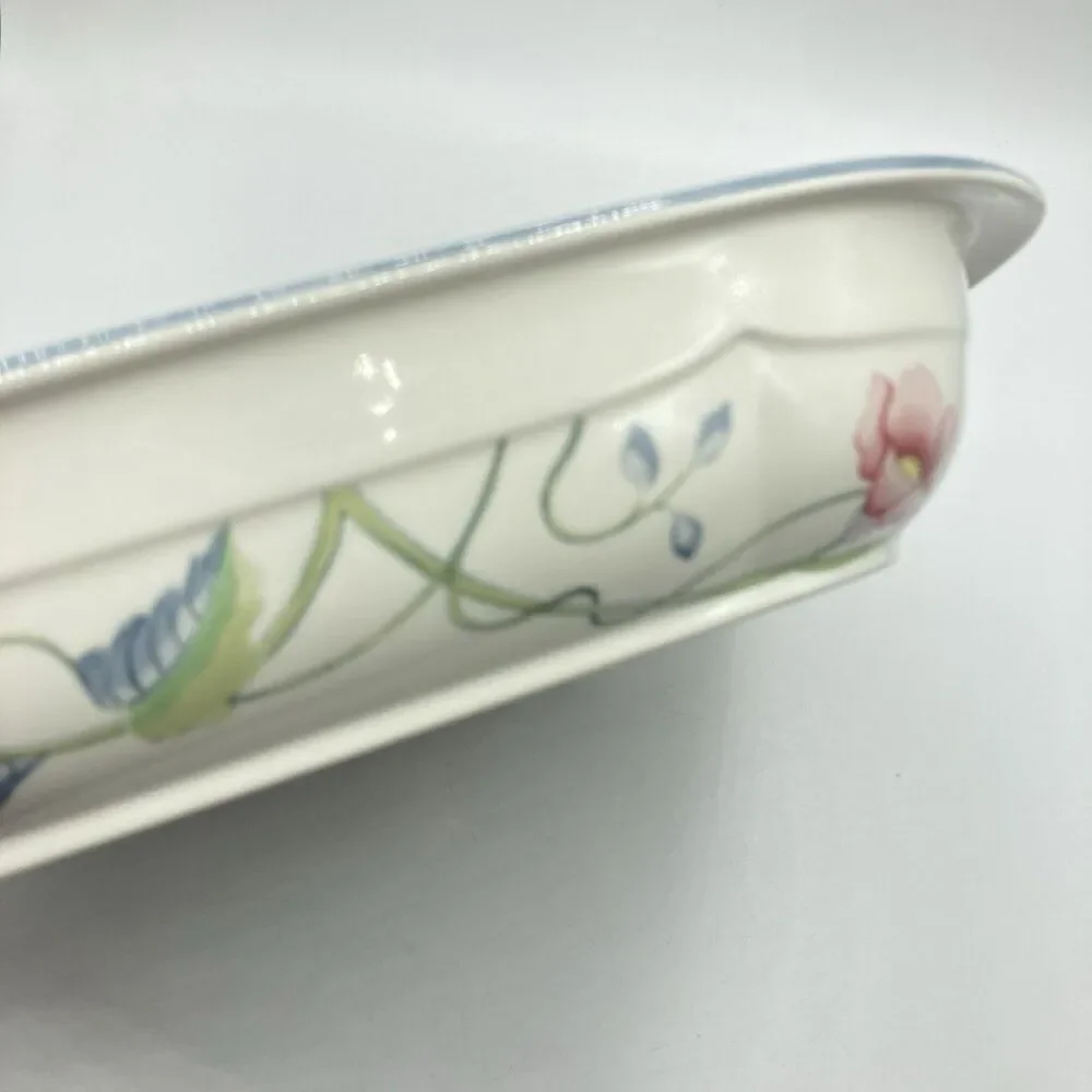 Vtg Villeroy & Boch Albertina 2 QT Square Microwave Baker w/ Lid W Germany #1748